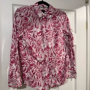 Talbots Pink and White Floral Button Down Shirt